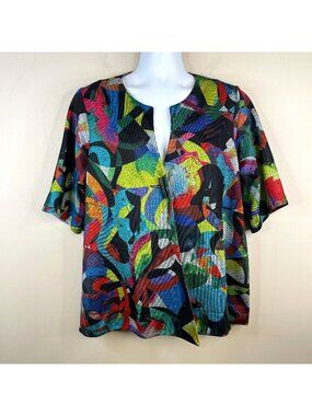 Ali Miles Art To Wear  Jacket Womens XLarge Statement Colorful Party Travel Knit